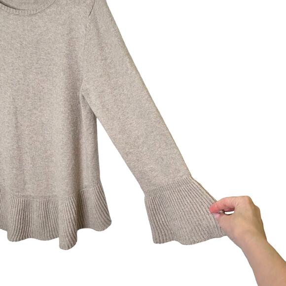 Style & Co. Beige Ribbed Ruffle Hem and Cuffs Pullover Tunic Sweater - Picture 4 of 10